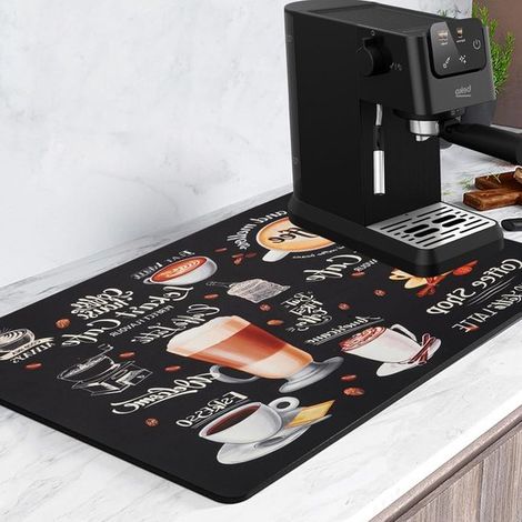 Alfombrilla de drenaje antideslizante y altamente absorbente para cafetera, de 40x50 cm. (1/5)