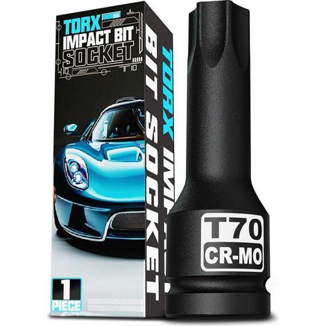 Torx Bit Einsatz T70 1/2 Zoll Antrieb Chrom-Molybdän-Stahl für Auto Motorrad Fahrrad (1/4)