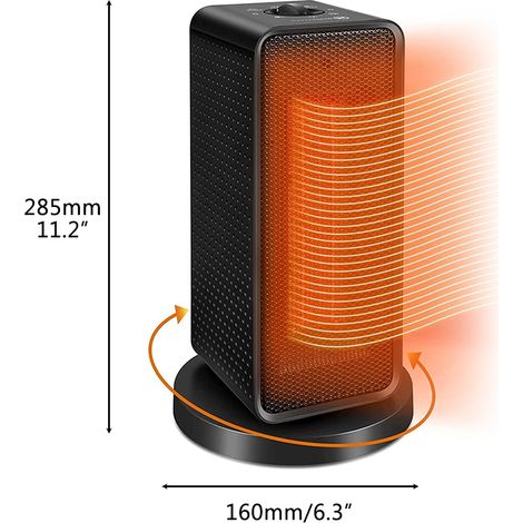 Chauffage soufflant électrique 600 W/1200 W avec technologie PTC et céramique, silencieux et doté d'une protection contre la surchauffe. (1/5)