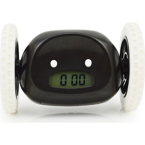 Réveil Matin Roulant Forte Sonnerie Reveil Puissant Gros Dormeurs pour Sourd Tres Bruyant Chambre Adulte Enfant Adolescent Reveil LED Roule Saute, Cadeau Amusant (Noir)