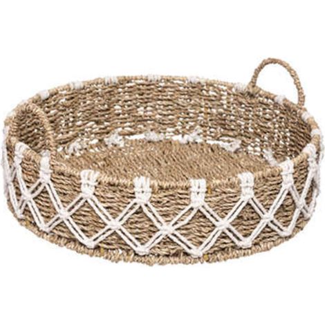 Plateau Macramé Déco "Palm" 38cm Beige