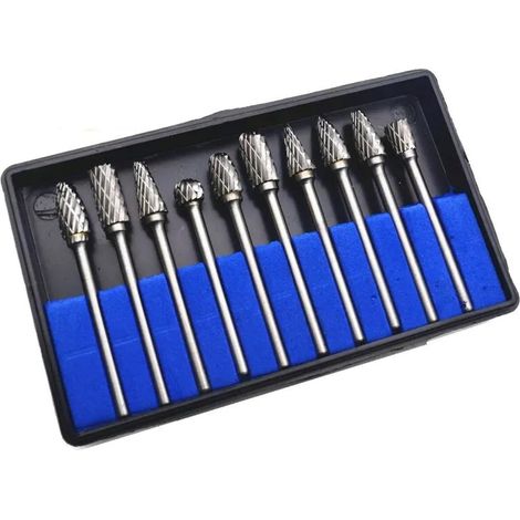 Lot de 10 fraises en carbure, tête de fraise rotative à double coupe en acier au tungstène et alliage dur, pour le travail du bois (10 pièces à double coupe)
