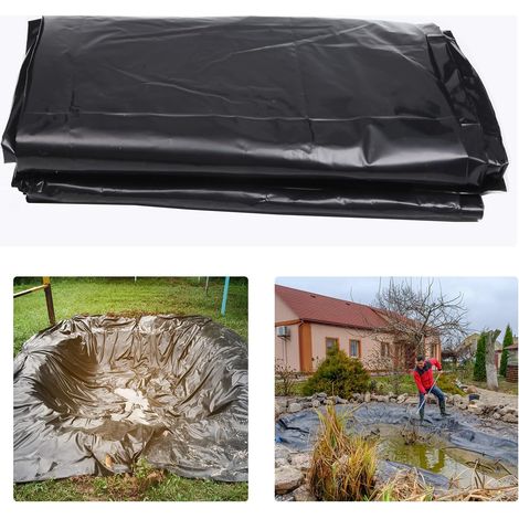 Film de Construction 3 x 3m Bâche de Bassin en PE Noire de Heavy Duty Imperm Able Film de Couverture pour Plastique Tarp Paysage Ground Cover (1/5)