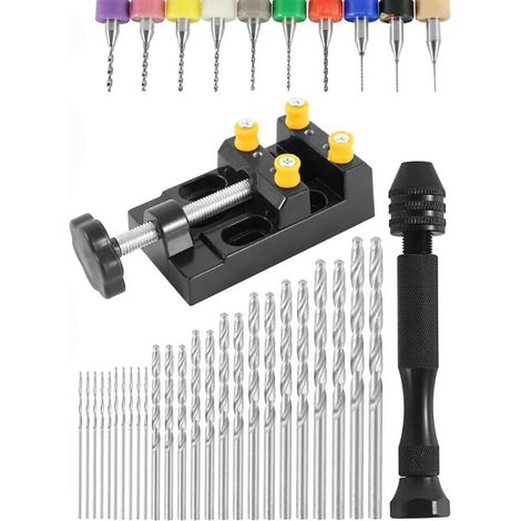 37-teiliges Handbohrwerkzeug-Set für die Schmuckherstellung, einschließlich Spiralbohrer, Leiterplattenbohrer, Nadelschraubstock und Schraubstock für Handwerksskulpturen, Harzschmuckherstellung (0,3–1