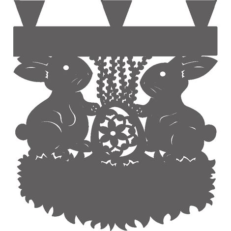 Dekorativer, durchbrochener Küchenvorhang mit Osterhasenmotiv, 30 x 35 cm