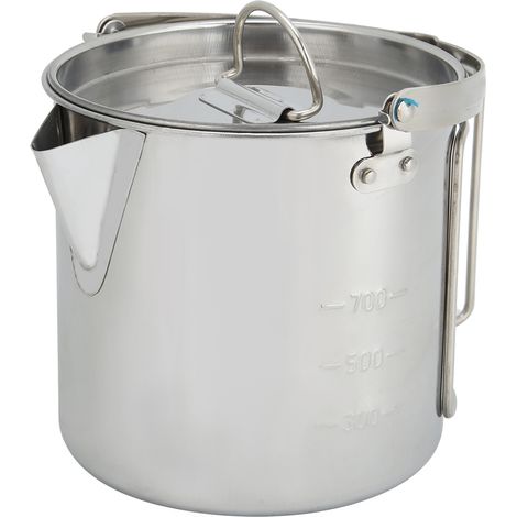 1,2-Liter-Wasserkocher, tragbar, aus Edelstahl, zum Aufhängen, ideal für Camping, Wandern und als Kaffeekanne. (1/5)