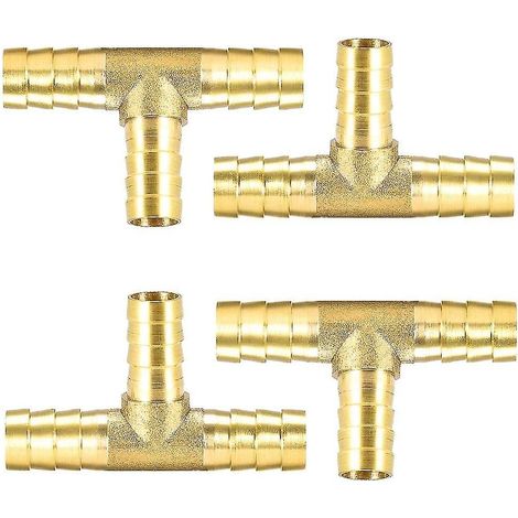 4 pièces de raccord en laiton 3 voies 10 mm, rallonge de tuyau, raccord pour tuyau d'arrosage, raccord pour tuyau d'air comprimé, raccord pour tuyau de carburant, pièce en T (1/2)