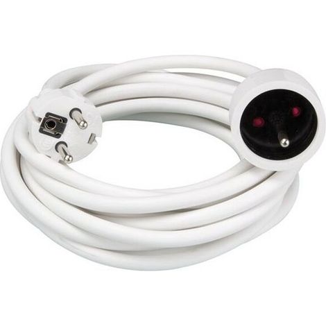 Perel Rallonge, H05VV-F 3G1.5, 5 m, 16 A/230 V, 3500 W, type E/F, usage intérieur, PVC, blanc (1/5)