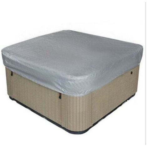 Déstockage Bache d'extérieur pour Spa Housse de Bain à Remous Carrée Etanche Couverture de Spa en Tissu Polyester 190T Anti-poussière Anti-UVavec Un Sac de Rangement ,Gris 21821830CM (1/3)