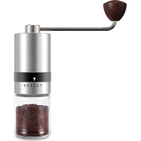 Moulin à café manuel à 6 réglages, en acier inoxydable, pour expresso, cafetière à piston et café filtre, pour une utilisation à la maison et en voyage.-AquaForge (1/5)