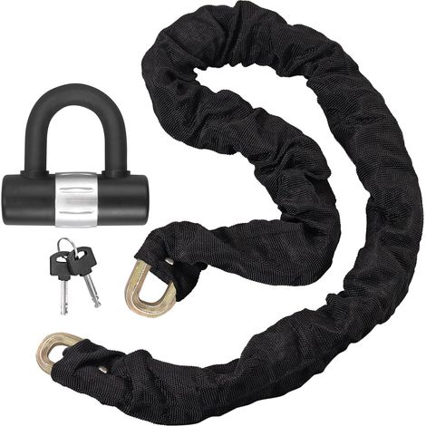 Antivol Moto avec Chaîne Plaqué Multicolore de 10mm x 1.2m + Mini Antivol en U de 10 mm Solide et Robuste – Convient pour Vélo, Moto, Scooter, Porte, Portail et Clôture – Livré avec 2 Clés (1/5)