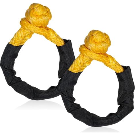 Lot de 2 manilles souples, résistance à la rupture 17T, corde de récupération synthétique avec protection de tuyau de sangle, manille souple pour récupération hors route, remorquage, camion (1/5)