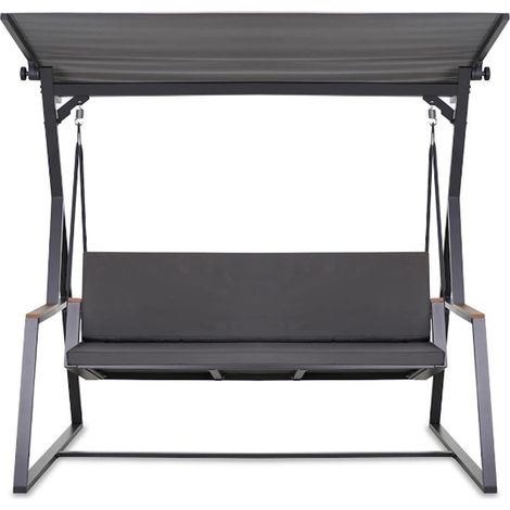 Coussin pour balançoire de jardin Anthracite 100x60x50 cm avec housse amovible, coussin pour balancelle 2 places (1/5)