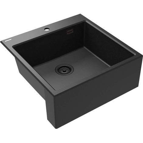 Lavello cucina in granito con 1 vasca 60x61 cm grafite metallizzata - Lyra