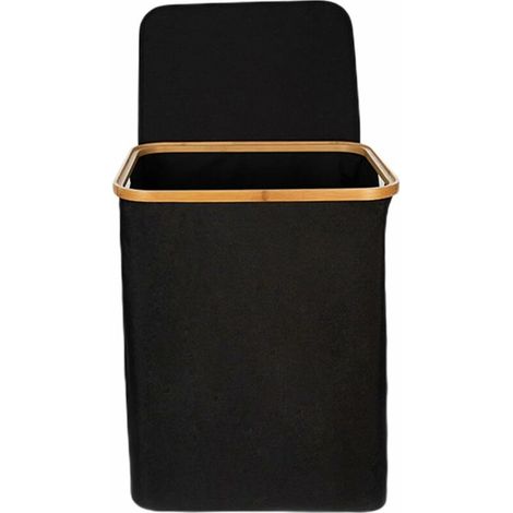 Panier à linge, Panier à linge avec couvercle - Pour salle de bain et chambre,noir - RWPanier à linge (1/5)