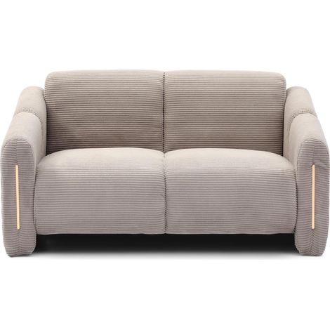 Canapé 2 Places L150 cm MAXIMILIEN Velours Côtelé Taupe – Design avec Détails Métal Doré – Canapé Chic Confortable pour Salon Contemporain (1/5)