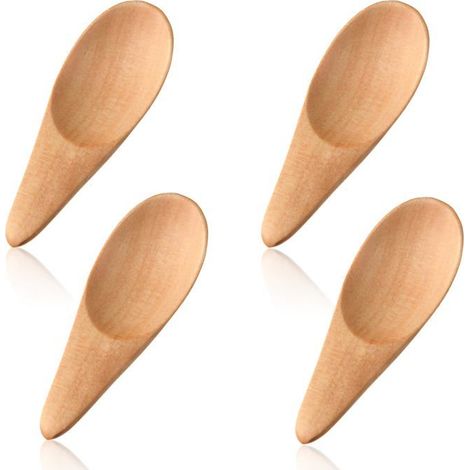 BelleRise - Un ensemble de 4 mini cuillères en bois, de 7 cm de long – pour le sel, les épices, les desserts, le café et le miel. (1/5)