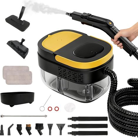 Nettoyeur Vapeur Portable, Nettoyeur Vapeur à Main Réglables sur 3 Niveaux, 17 Accessoires, Réservoir d'Eau 1,6L, 10s Préchauffage, 4 Bar Haute Pression Steam Cleaner pour Canapé Tapis, Fenêtre, Verre (1/5)