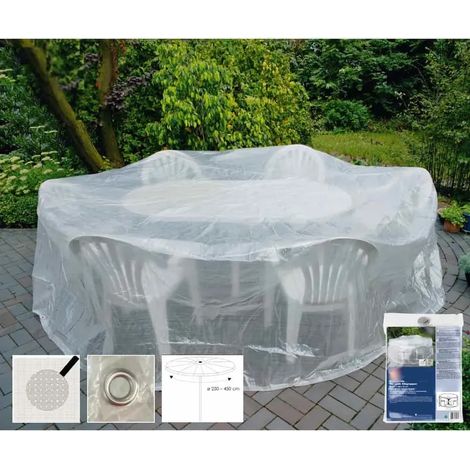 Housse de protection transparente 320x93 cm pour salon de jardin rond – Durabilité, résistance et protection UV