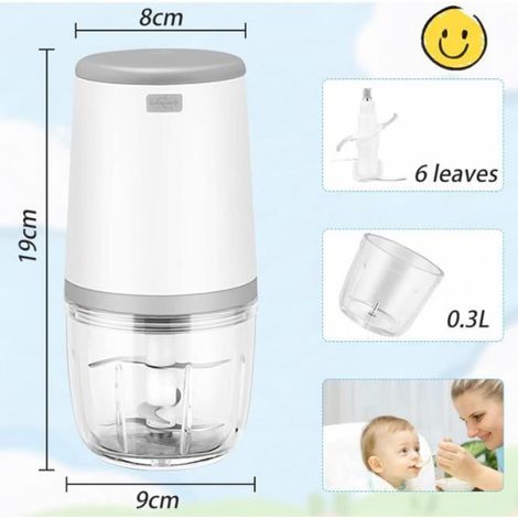 Mini Mixeurs pour Bébé,Mini Robot culinaire,300ml Bébé Blender,Mini Hachoir électrique,Mini Robot Culinaire avec Chargement USB,Blen (1/4)