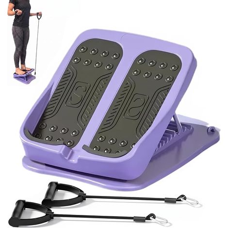 Planche inclinée pour étirements des mollets, 9 niveaux avec 2 bandes de résistance Planche inclinée, réglable sur 9 niveaux, capacité de 136 kg, antidérapante, portable, pour squats, fasciite planta (1/5)