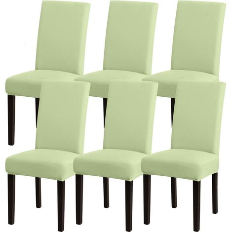 Stuhlhussen 6er Set Grün, Stretch Esszimmerstuhlbezug, Waschbar (1/5)