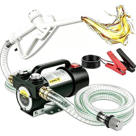 Pompe à Gasoil Sans Fil 45L/min Pompe Électrique Portable avec Pistolet Electric Fuel Transfer Pump Kit, Filtre et Tuyaux pour Diesel, Biodiesel, Kérosène et Fioul (1/5)