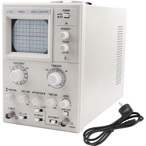 Oscilloscope ST16 mono trace 10MHz 220V UE, appareil de mesure vertical-horizontal, équipement de test électronique, prise européenne, instrument de diagnostic. (1/5)