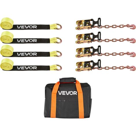 Kit d’Arrimage de Roues de Type Pneu, Sangles à Cliquet avec Crochet Robuste, Charge 1512 kg, Résistance à la Rupture 4540 kg, Sangle d’Arrimage pour VTT Moto Camion SUV Remorque, Jaune (1/5)