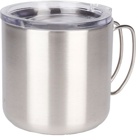Mug en acier inoxydable 304 avec anse, tasse portable à large ouverture pour la maison, le restaurant et le café. (1/5)