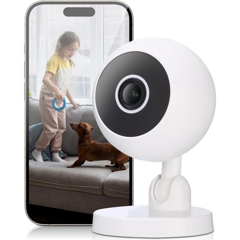 Caméra de surveillance WiFi intérieure 1080P – Vision nocturne infrarouge – Détection de mouvement – Audio bidirectionnel – Angle de 360° (1/5)