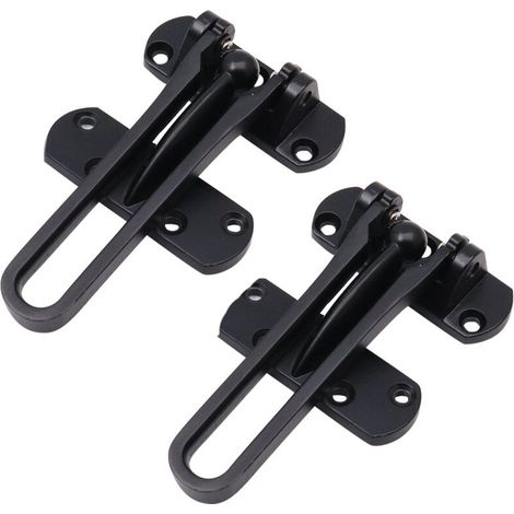 2 Pack Steel Window Protection Latch for Security Door, Black Front Door Without Window, Door Chain Latches to Prevent Burglary (1/3)