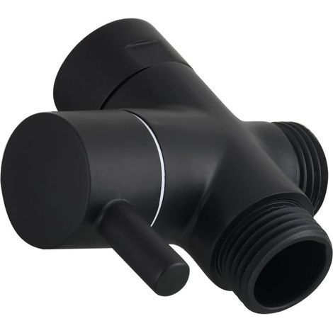 Vanne 3 Voies en Laiton Vanne d'Arret G 1/2 Robinet d'Arret pour Douchette Douche Salle de Bain, Noir, (1/5)