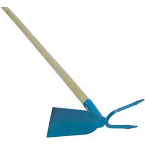 1PZ ZAPPINO QUADRO BIDENTE CON MANICO IN LEGNO in acciaio verniciato, con manico in legno da cm.110