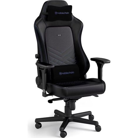 Noblechairs HERO PU Negro/Azul Silla de juegos PU 4D reposabrazos 150kg 125° reclinación Base de aluminio Soporte lumbar de espu (1/5)
