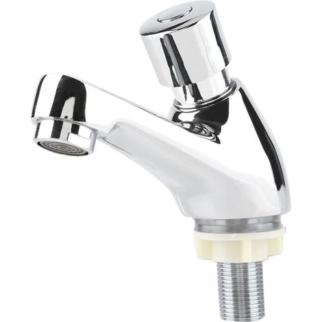 Nannigr Robinet Temporisé Lave Main Lavabo Robinet Chromé Fermeture Automatique Robinet D'économie D'eau Robinet pour Cuisine Salle de Bain Lave-main WC (1/5)