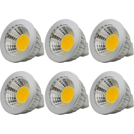 6 unités, Ampoule LED MR16/GU5.3 COB Lampe Bulb, 3W / 210lm, DC 12V, Blanc Chaud 2700K, Équivalent à Ampoule Halogène 20W, ø50x52, 90° Angle de faisceau [Classe énergétique A+] (1/5)