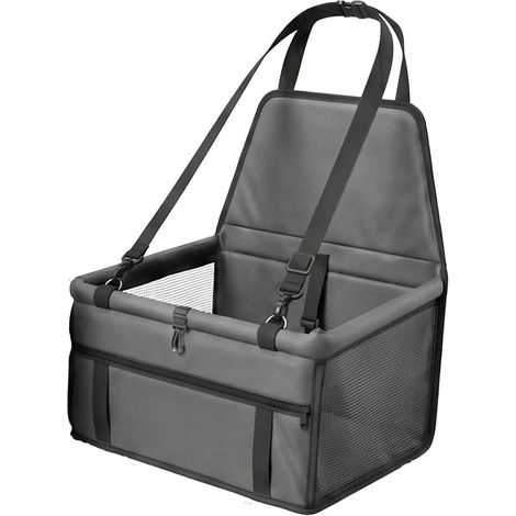 Siège d'appoint pour chien et chat - Housse de rehausseur étanche en tissu Oxford - Ceinture de sécurité - 40x30x25 cm-Gris foncé (1/5)