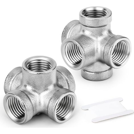 2 Pièces 1/2" BSP 5 voies raccords en acier inoxydable pour conduites d’eau et d’air, application industrielle (1/5)