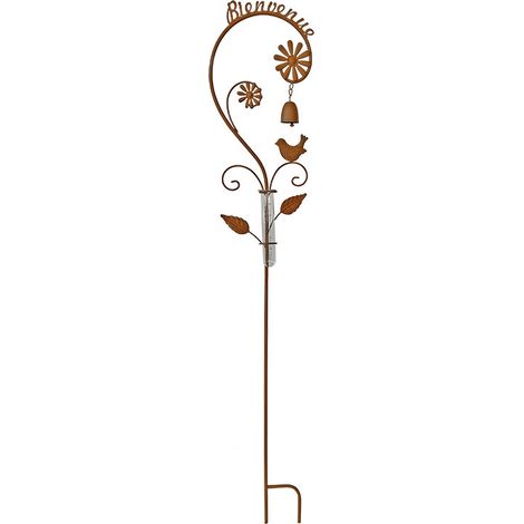 Pluviomètre de Jardin Bienvenue en Métal patiné 27x124cm