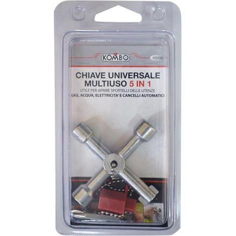 Chiave Universale a Croce Tascabile Ideale per Apertura Cassette/Armadi Elettrici