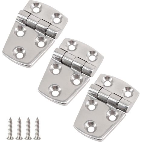 [NIE BENUTZT]Deckscharnier aus Edelstahl 316 – 38 x 57 mm – Marinequalität – Robust – Hochglanzpoliertes Türscharnier für Schränke, Fenster, Yachten – wird mit Schrauben geliefert