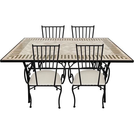 Axi Leonie Table Et Chaise Bistrot, 4 Chaises 1 Table, Ensemble Bistro Extérieur, Mosaique Beige Toscane - Salon De Jardin Bistrot, Table Bistrot Pour Jardin/Balcon/Terrasse (1/5)