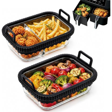 2er Set Plat Air Fryer – Plat Verre pour 400EU/DZ400EU/500EU, 1 compartimenté (1/5)
