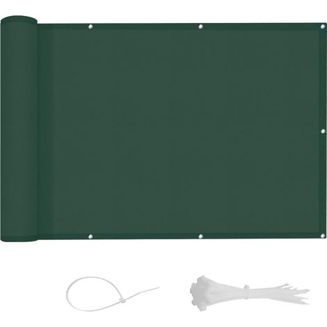 JSSEVN - Balcony Privacy Screen 90x300cm, Waterproof Opaque Privacy Screen with UV Protection, Garden and Terrace Sunshade, with Cable Ties Included, Green (1/5)