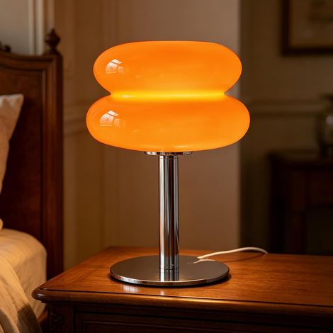 Lampe de Table Orange Design Tarte Vintage, 3 Couleurs Réglables, Lumière Douce Anti-Fatigue, Économe en Énergie Multi-Usage pour Décoration Intérieure (1/4)