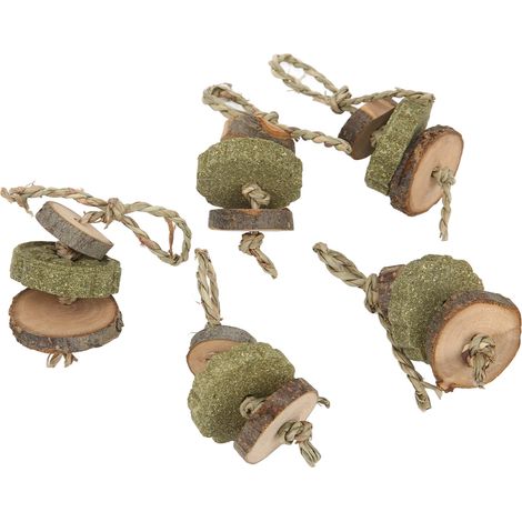 Lot de 5 brochettes de gâteau à mâcher en herbe pour lapins et hamsters : friandises saines et sans danger pour vos animaux de compagnie. (1/5)