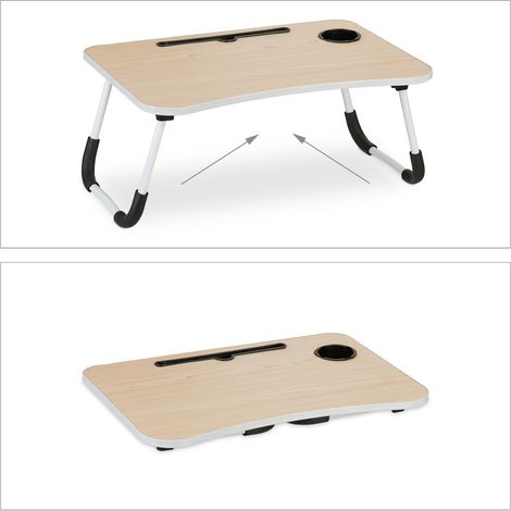 Pratico tavolo per computer portatile pieghevole per divano letto 70 x 40 x 30 cm in legno naturale 130013413