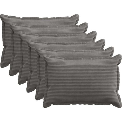 Funda de almohada 6 uds. HOUTEN Gris oscuro 50 x 80 cm pana vidaXL