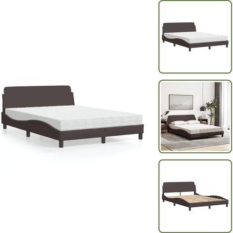 Bett mit Matratze Dunkelbraun 140x200 cm Stoff - Doppelbett - Boxspringbetten - Lattenrost - Massivholzbette - Bettsofa (1/5)